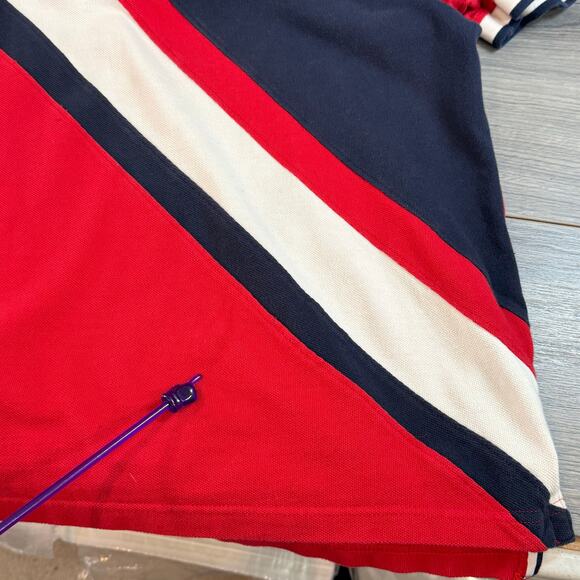 Vtg Tommy Hilifger Pique Polo Shirt Size L Campus Preppy Diagonal Stripe Y2K 90s - Picture 7 of 16